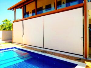 Toldo Cortina impermeável branco - Toldos Iguatemi